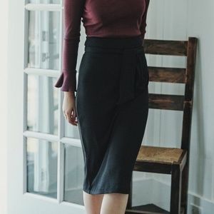 Sheila Ribbed Skirt- Knee length- Stretchy- Pencil